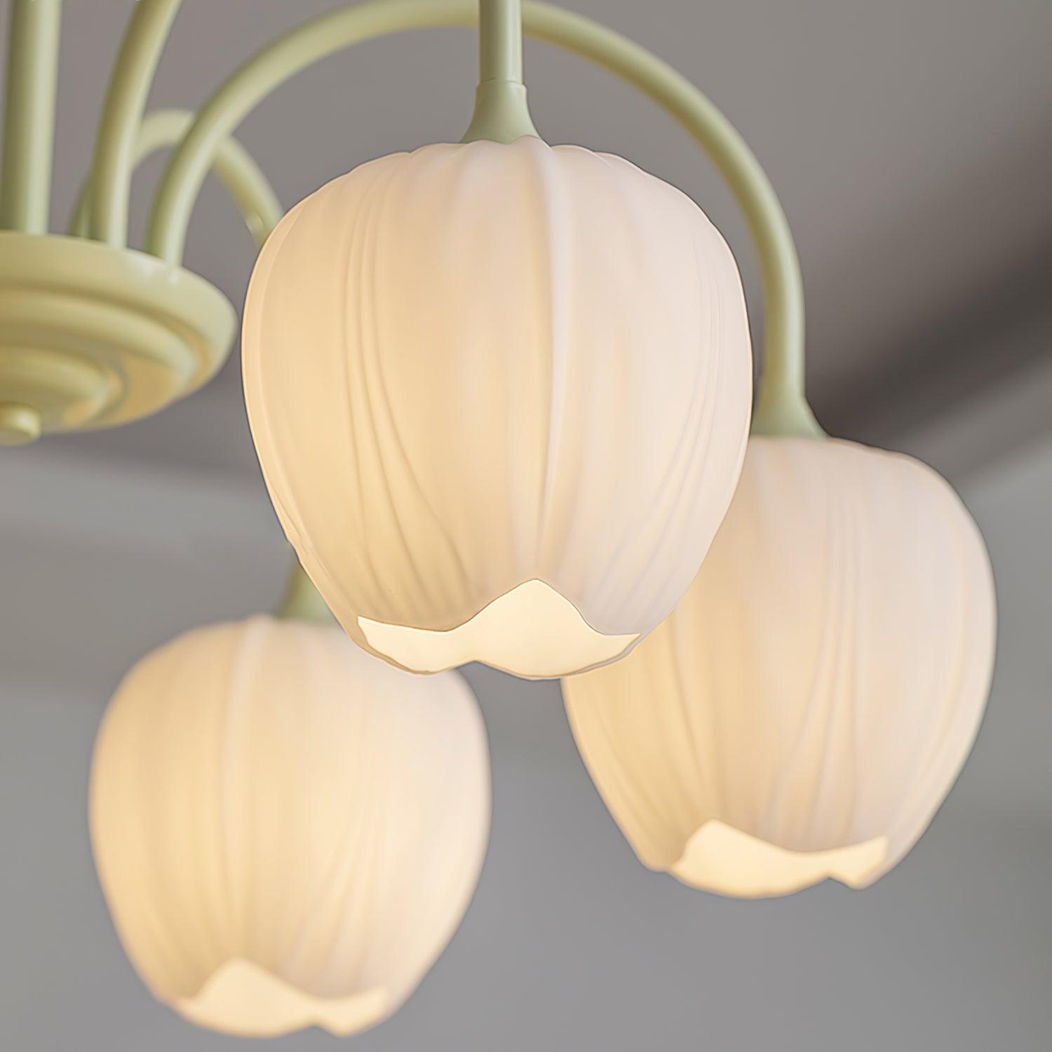Tulip Fresh Chandeliers Glass - Lamp Copper