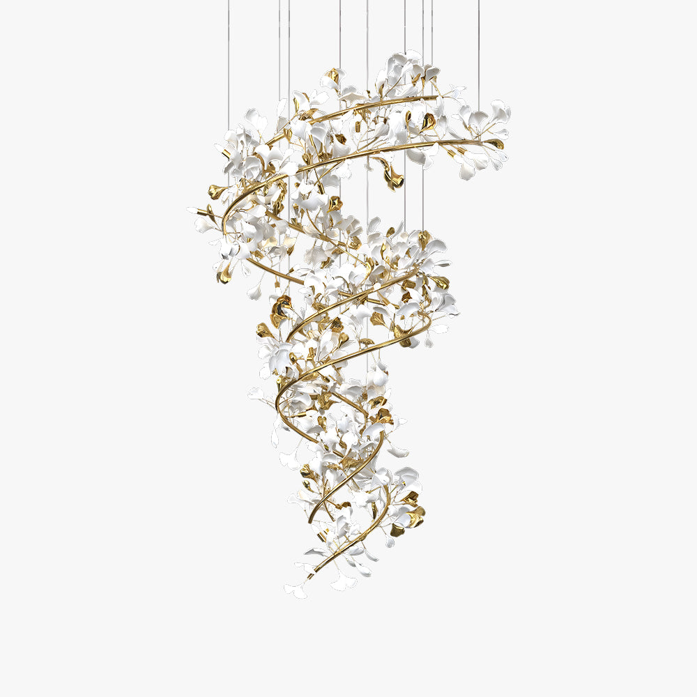 Olivia Modern Gold Staircase Chandelier, Metal & Ceramic - Lamp Copper