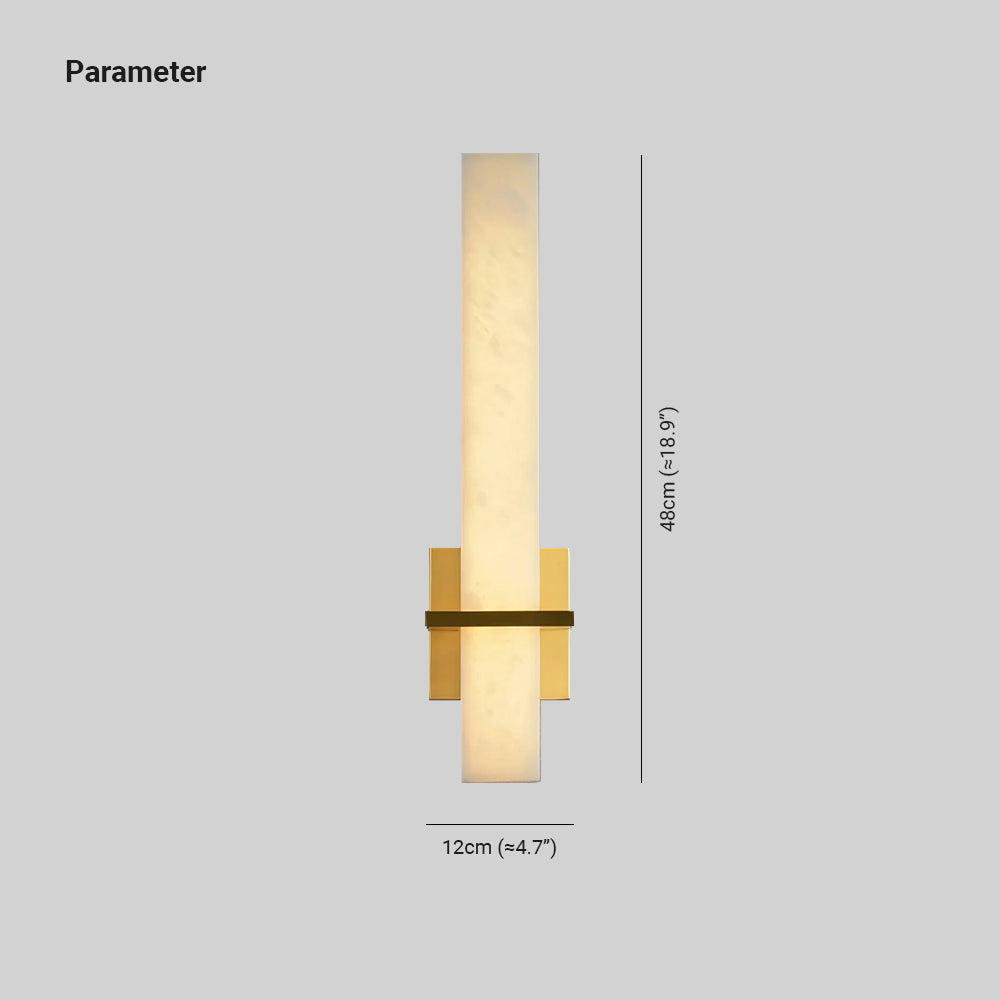 Ritta Wall Lamp White Alabaster Brass Modern Cuboid - Lamp Copper