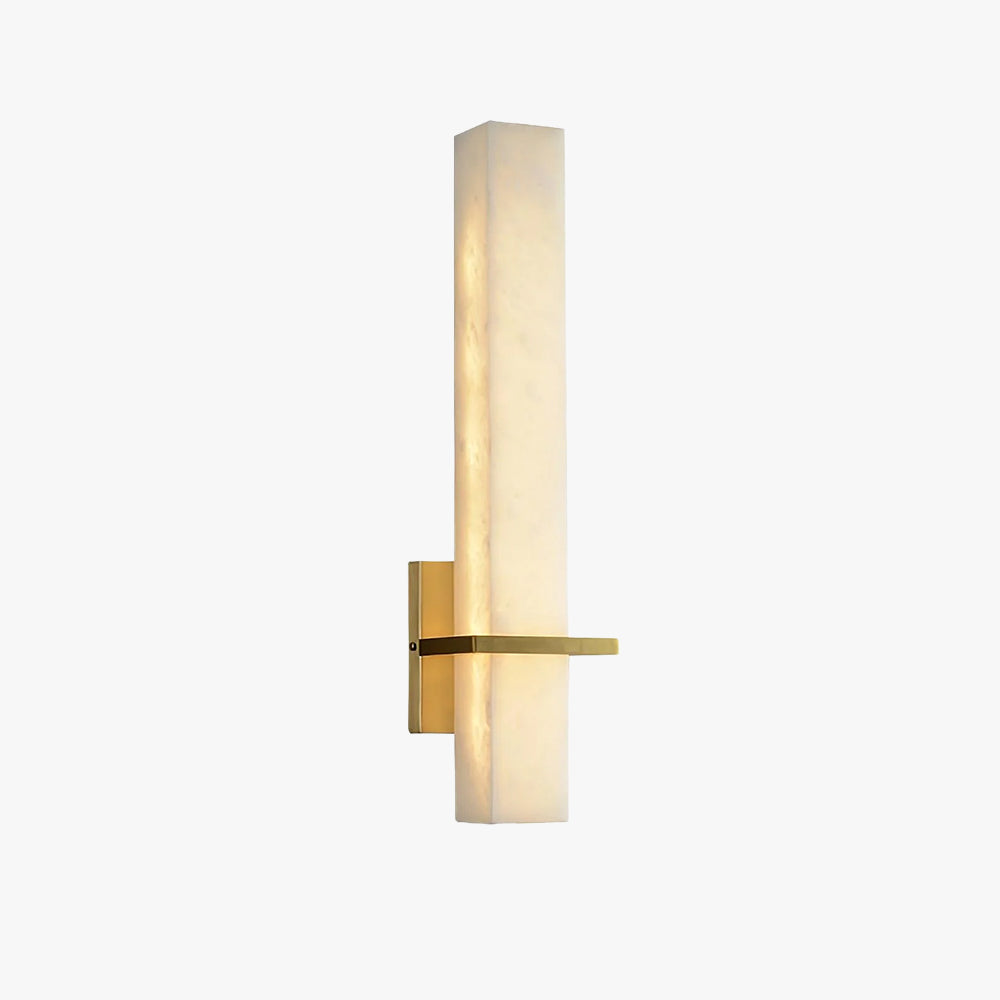 Ritta Wall Lamp White Alabaster Brass Modern Cuboid - Lamp Copper