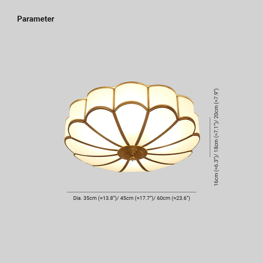 Ulira Ceiling Light Flower Shape Frosted Glass Brass - Lamp Copper