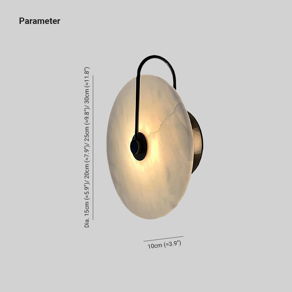 Kristy Alabaster LED Wall Lamp Round Iconic Circular - Lamp Copper