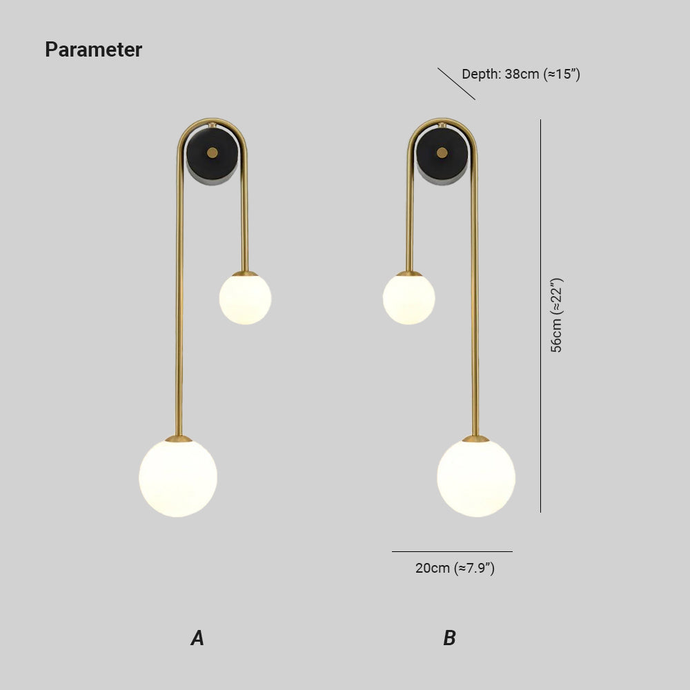 Elaro Brass Arc Wall Light - Lamp Copper