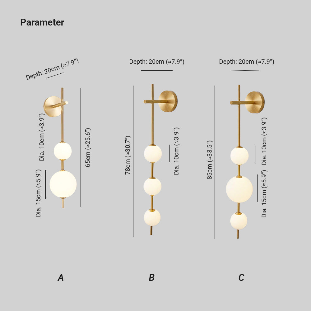 Cerin Vertical Globe Wall Lamp - Lamp Copper