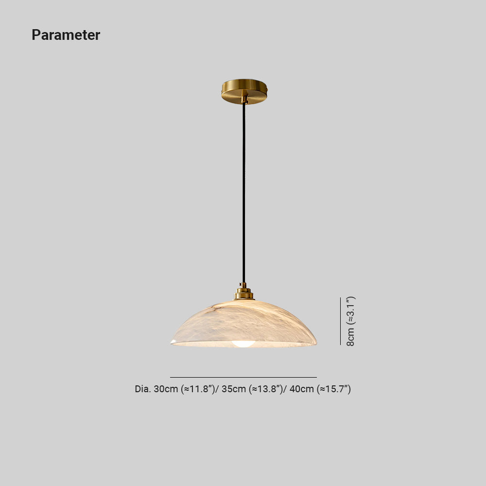 Delin Dome Pendant Light Alabaster &Brass - Lamp Copper