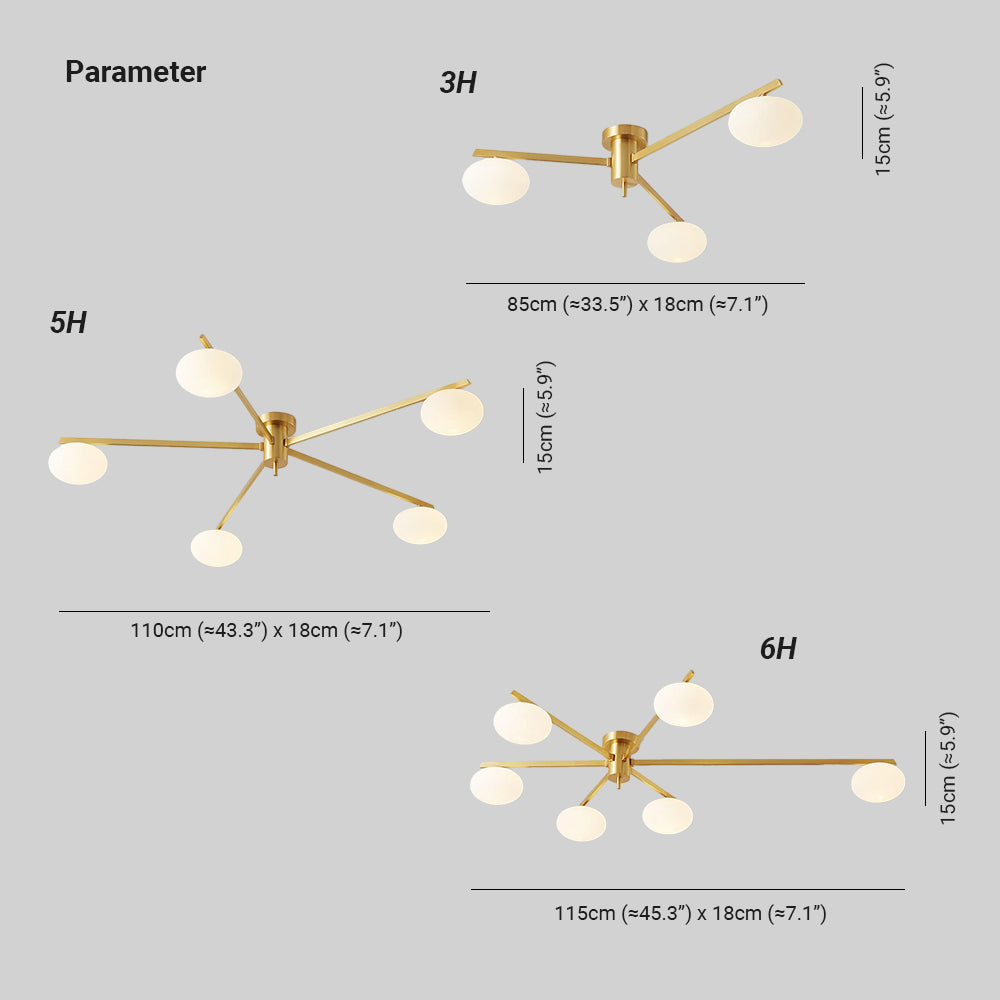 Jania Modern Glass Black Ceiling Light - Lamp Copper