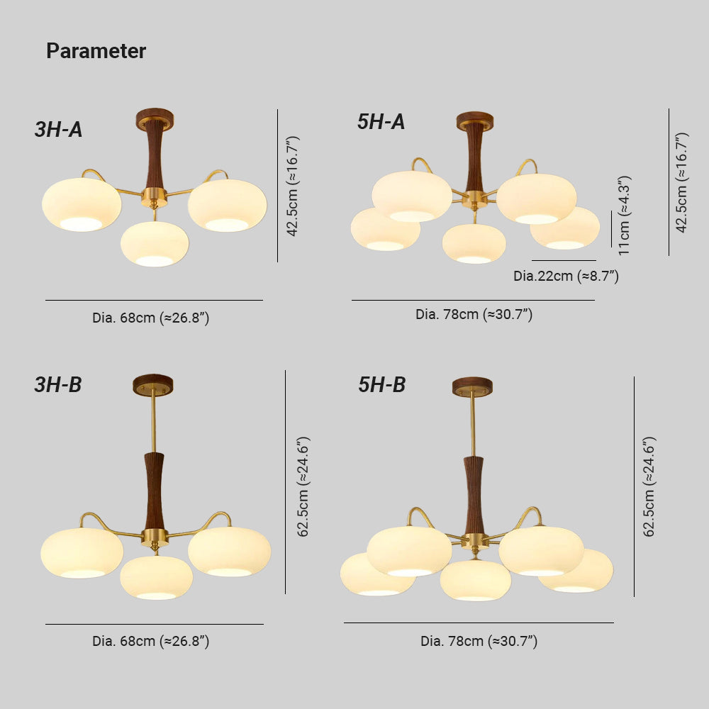Candy Brass Wooden Glass Persimmon Chandelier - Lamp Copper