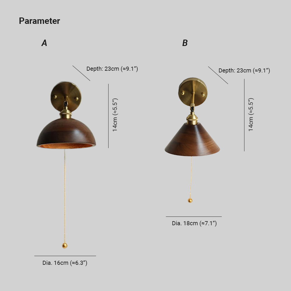 Eira Vintage Pull Chain Switch Wall Lamp - Lamp Copper