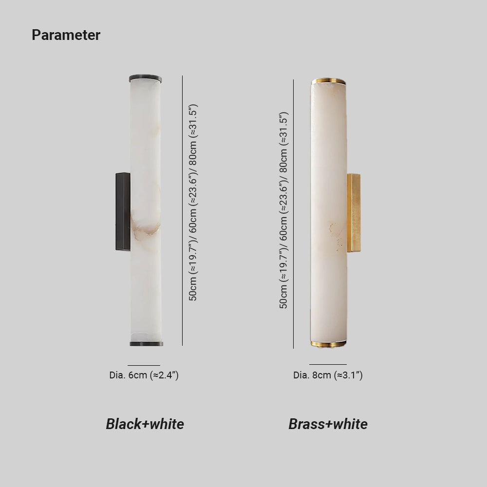 Kristy Alabaster Vertical Cylindrical Wall Lamp - Lamp Copper