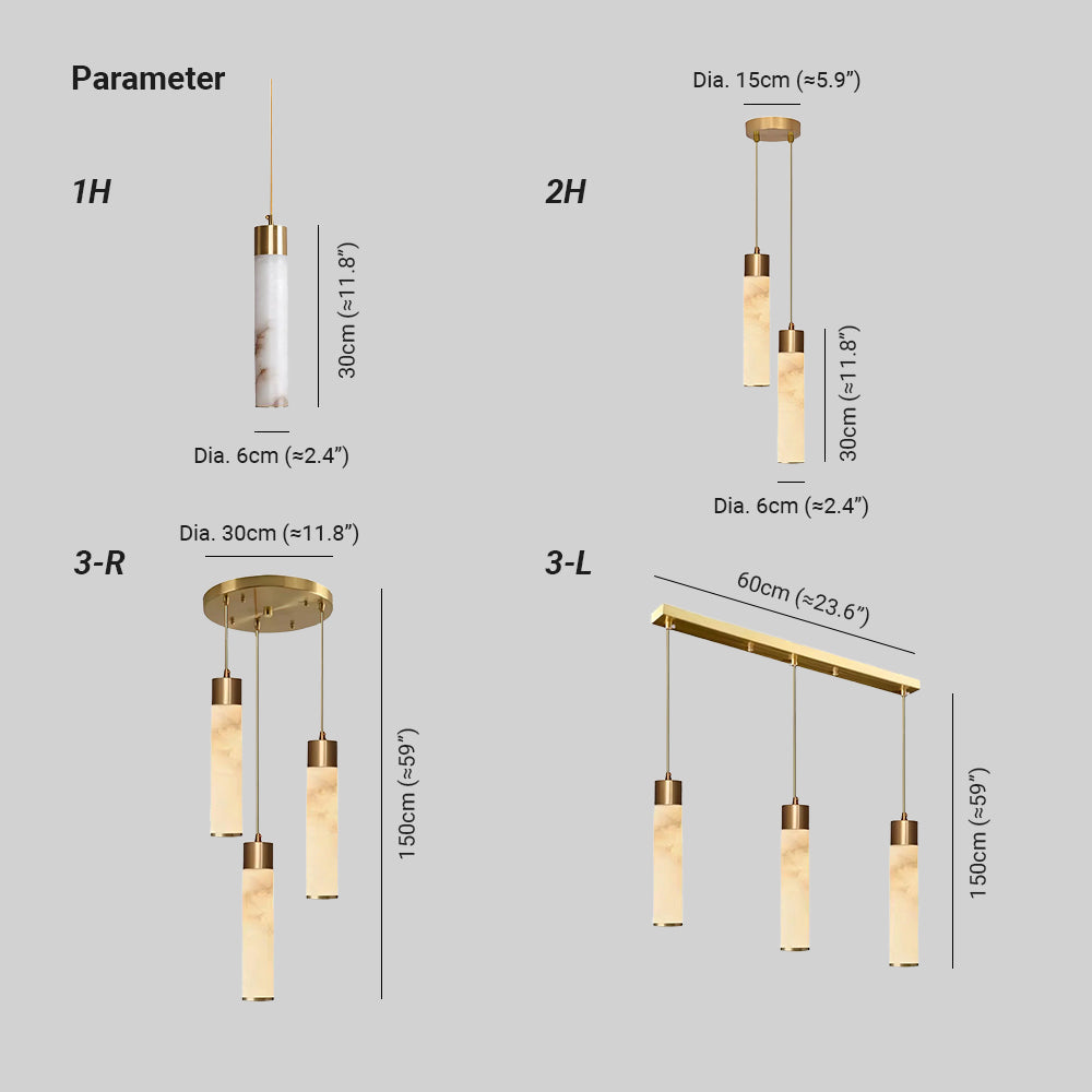 Dike White Alabaster Pendant Light - Lamp Copper