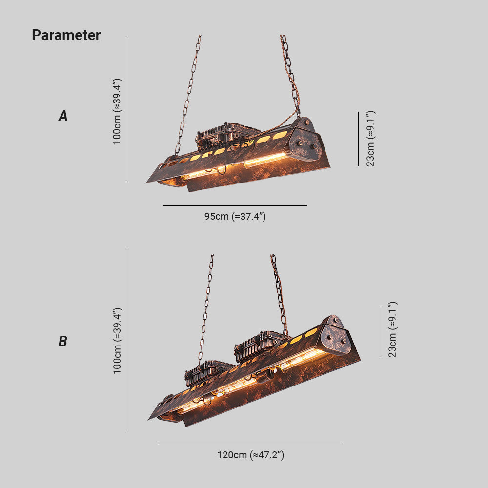Noah Chandelier Industrial Steampunk - Lamp Copper