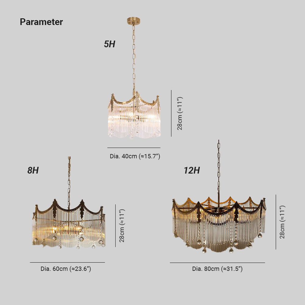Elias Chandeliers Luxurious Glass Farmhouse - Lamp Copper