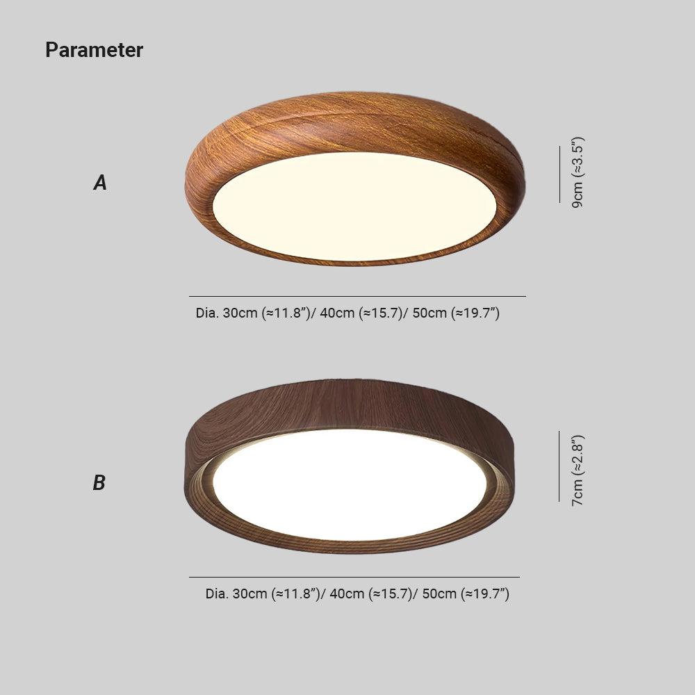 Grena Wood Grain Round Ceiling Light - Lamp Copper