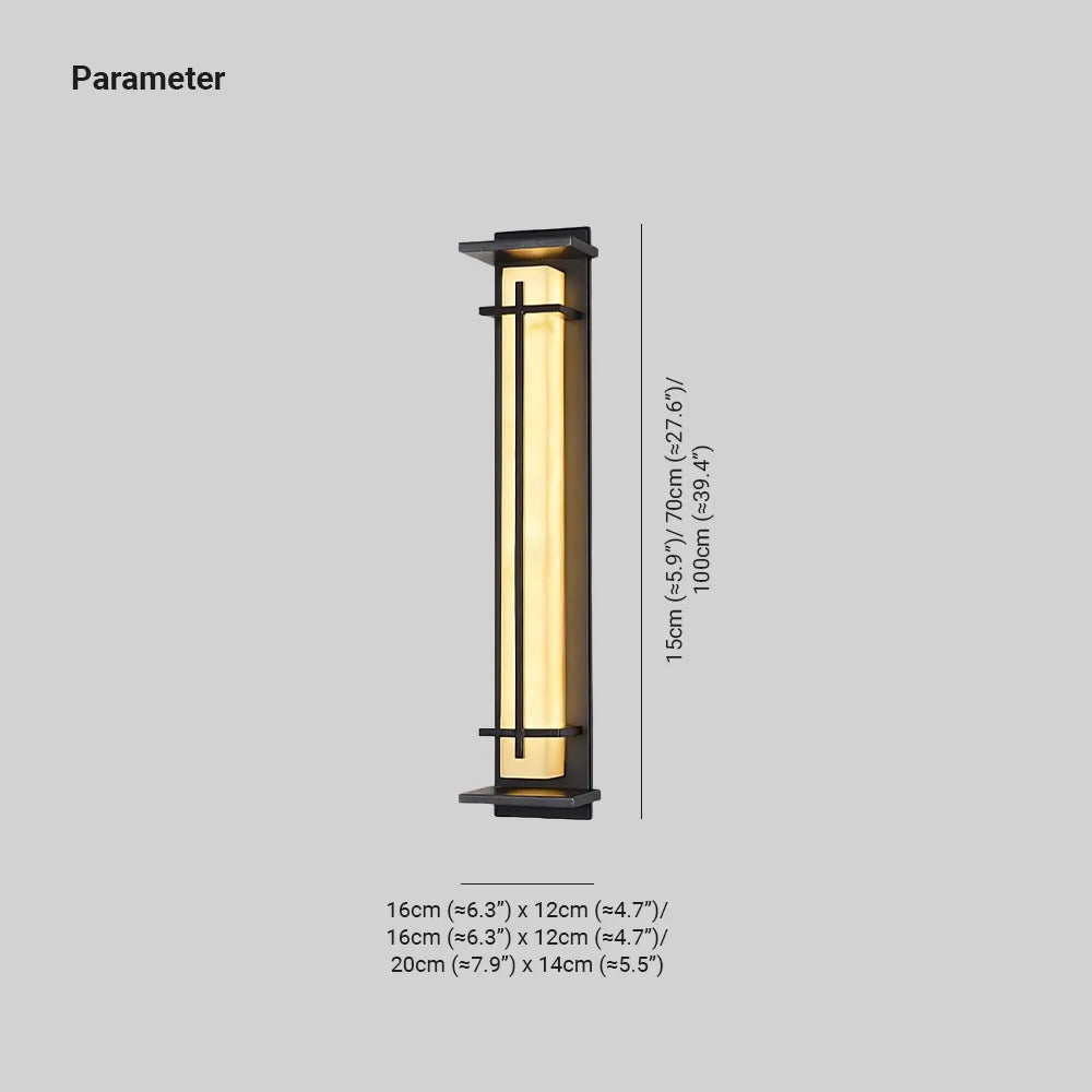Ray Square Outdoor Wall Light Imitation Alabaster Waterproof - Lamp Copper