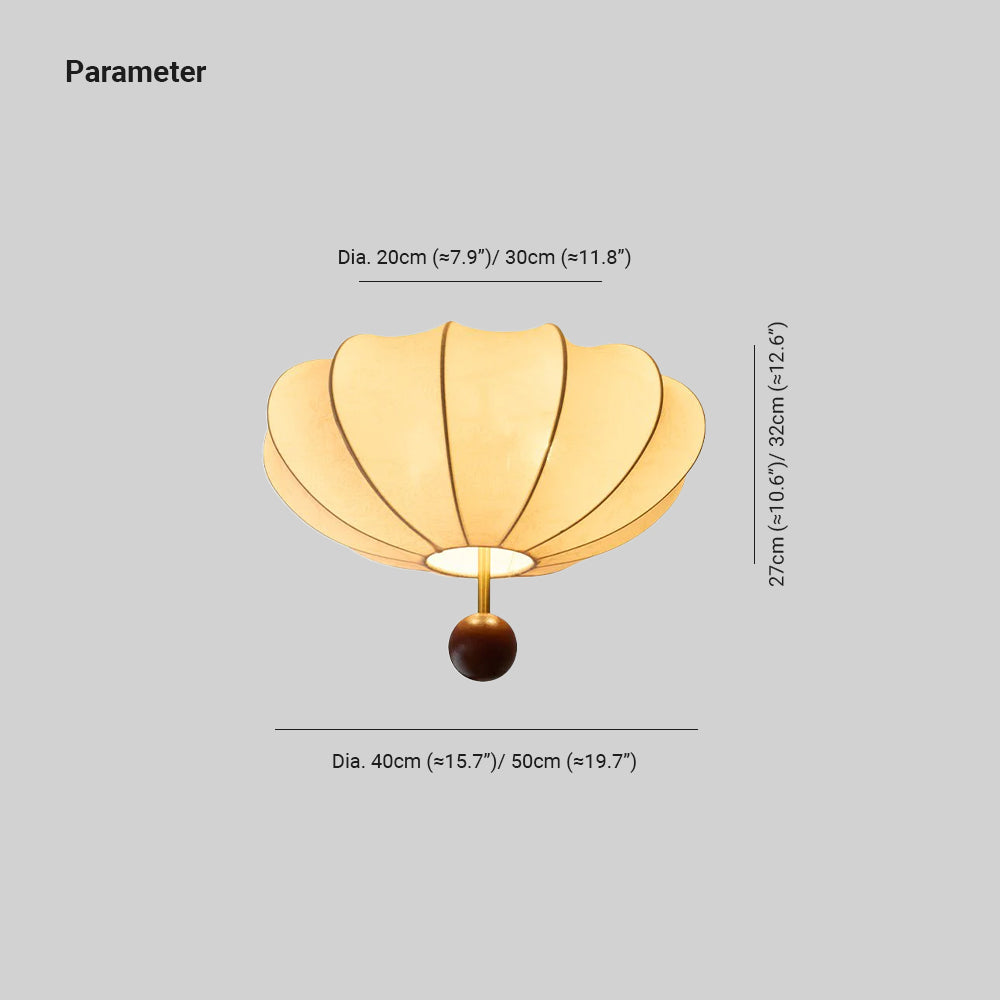 Willow Ceiling Light Marceline Wood & Fabric - Lamp Copper