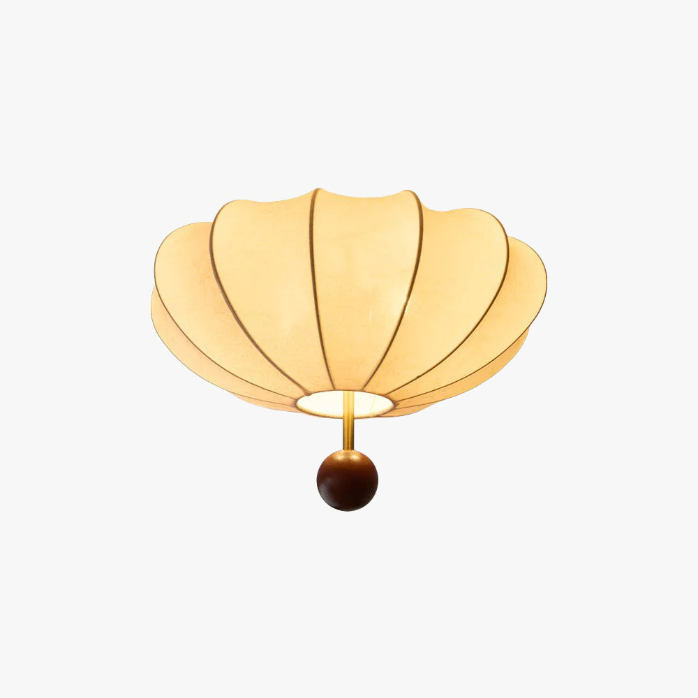 Willow Ceiling Light Marceline Wood & Fabric - Lamp Copper