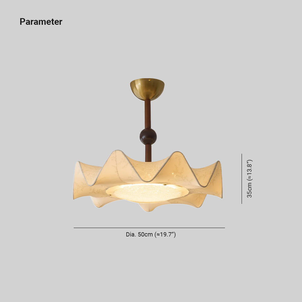 Cyrie Ceiling Light Floral-patterned etched fabric Wood - Lamp Copper