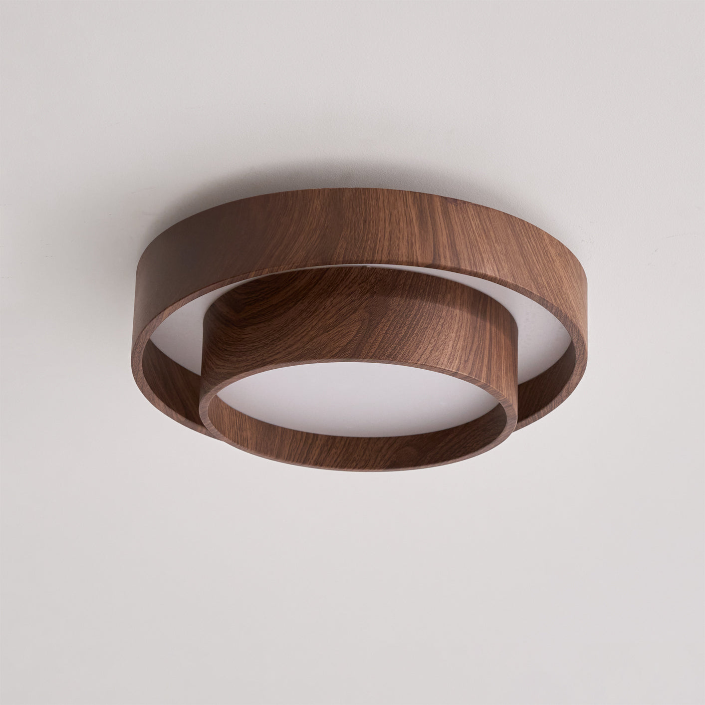 Wavin Ceiling Light Double - Ring Walnut Color - Lamp Copper