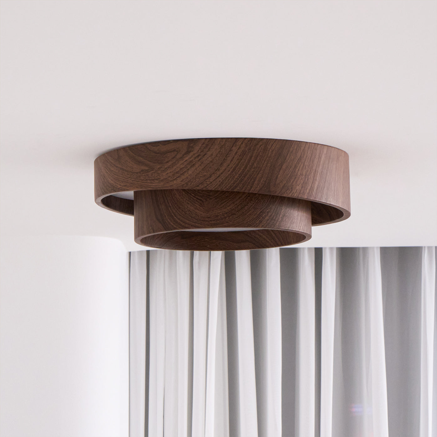 Wavin Ceiling Light Double - Ring Walnut Color - Lamp Copper