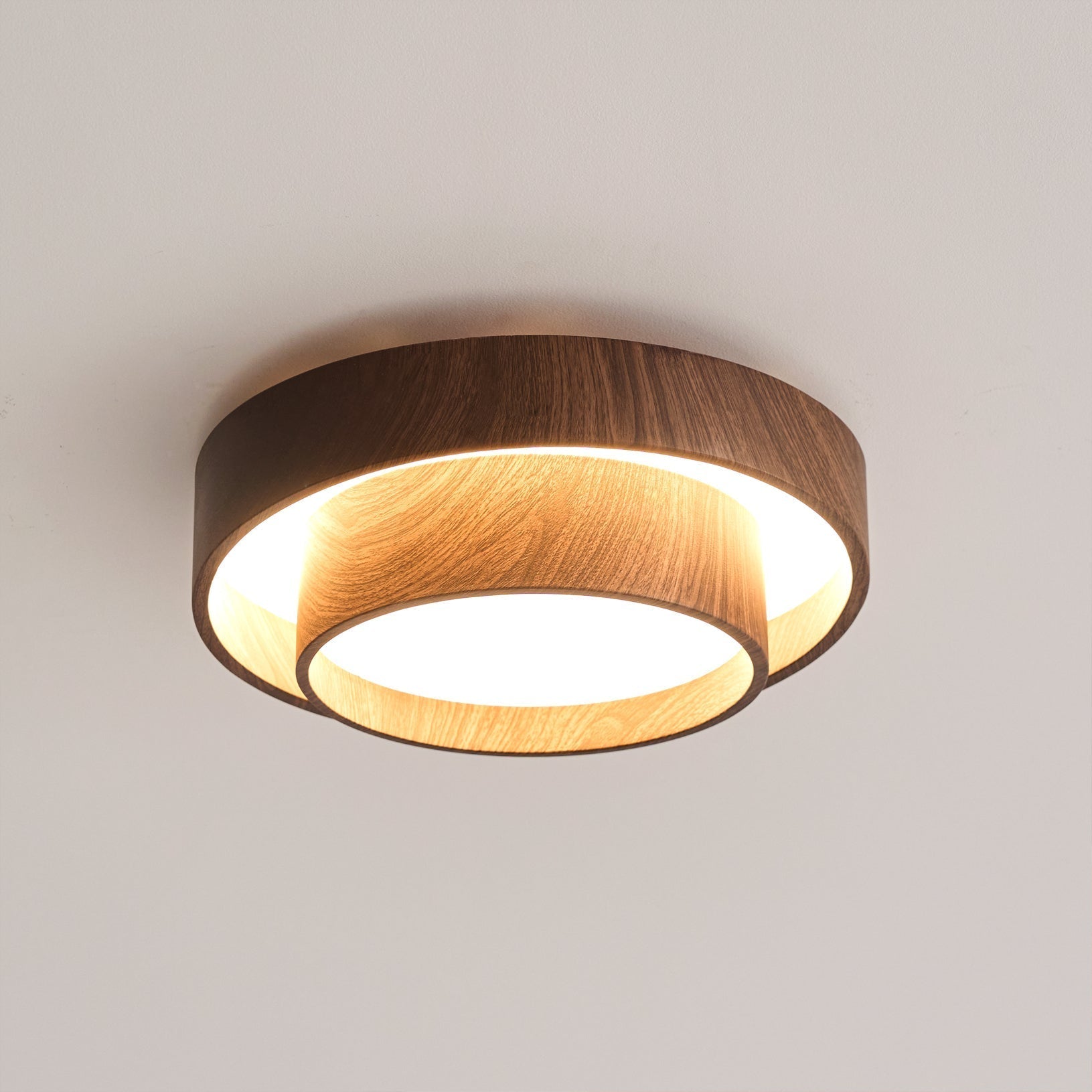 Wavin Ceiling Light Double - Ring Walnut Color - Lamp Copper