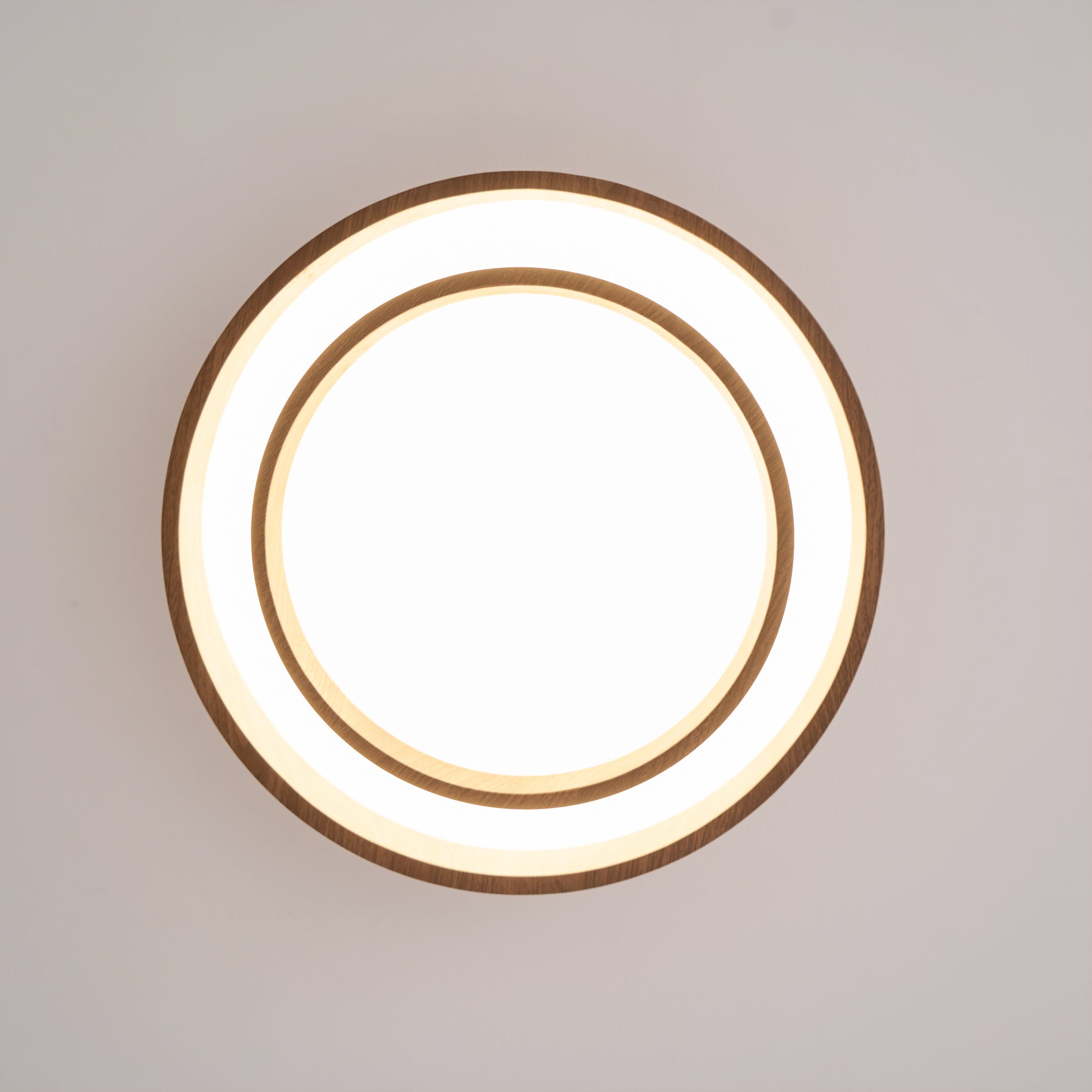 Wavin Ceiling Light Double - Ring Walnut Color - Lamp Copper