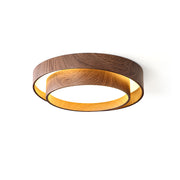 Wavin Ceiling Light Double - Ring Walnut Color - Lamp Copper