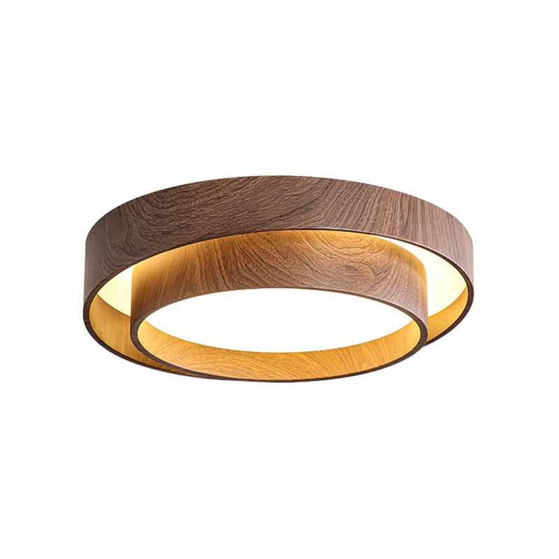 Wavin Ceiling Light Double - Ring Walnut Color - Lamp Copper