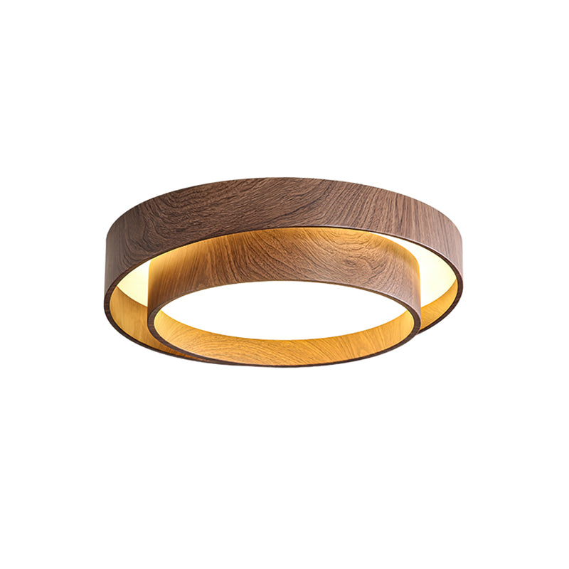 Wavin Ceiling Light Double - Ring Walnut Color - Lamp Copper