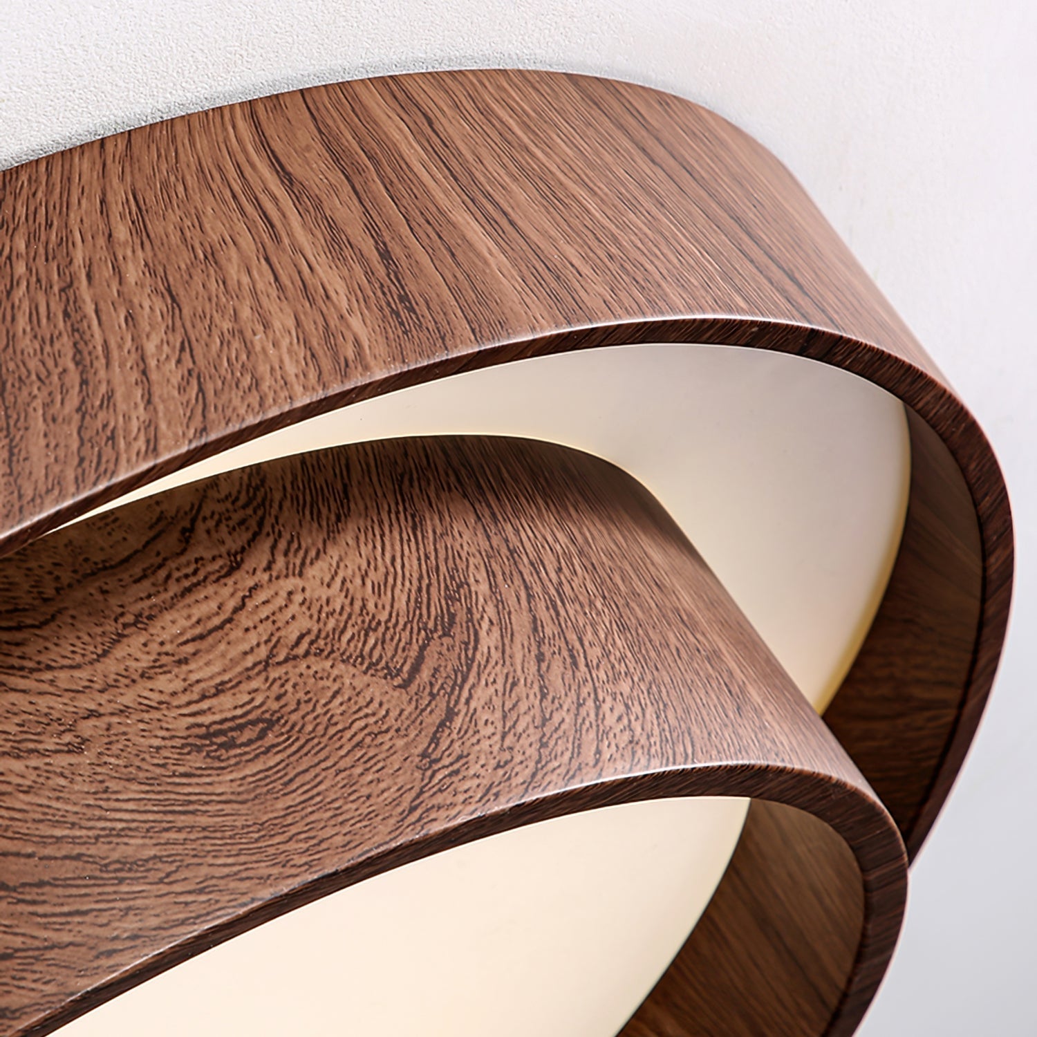 Wavin Ceiling Light Double - Ring Walnut Color - Lamp Copper
