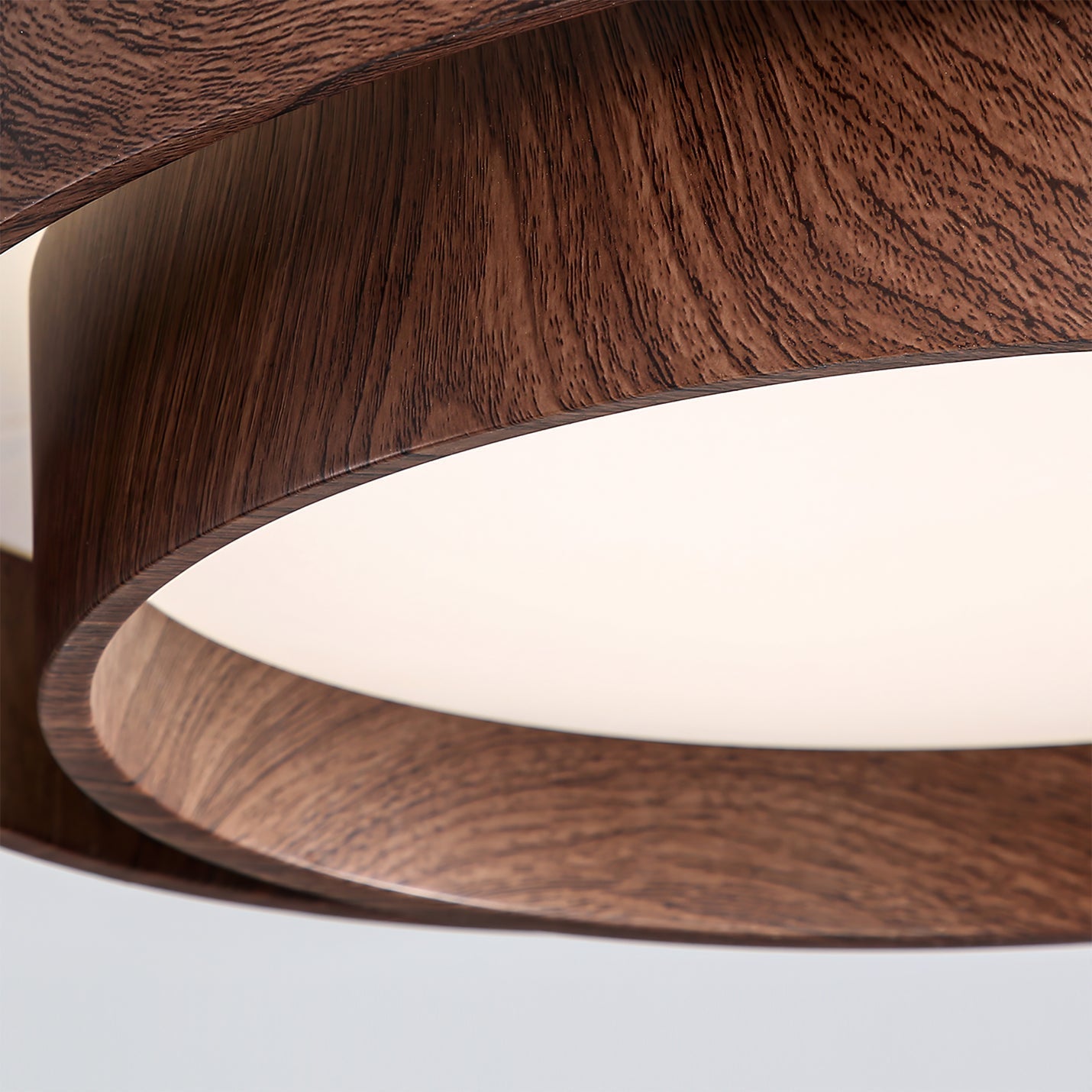 Wavin Ceiling Light Double - Ring Walnut Color - Lamp Copper
