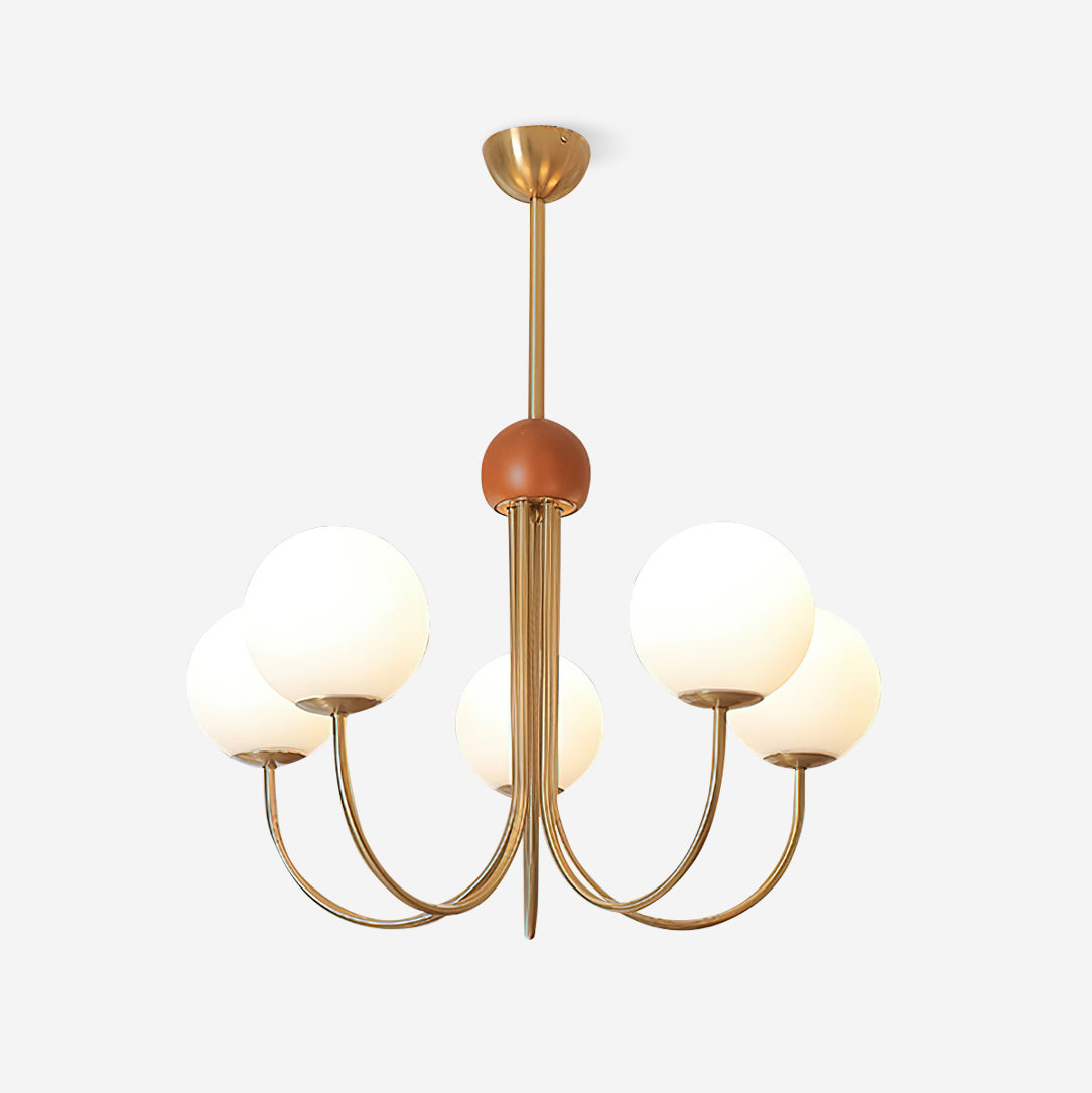 Candil Modern Brass and Globe Glass Chandelier - Lamp Copper