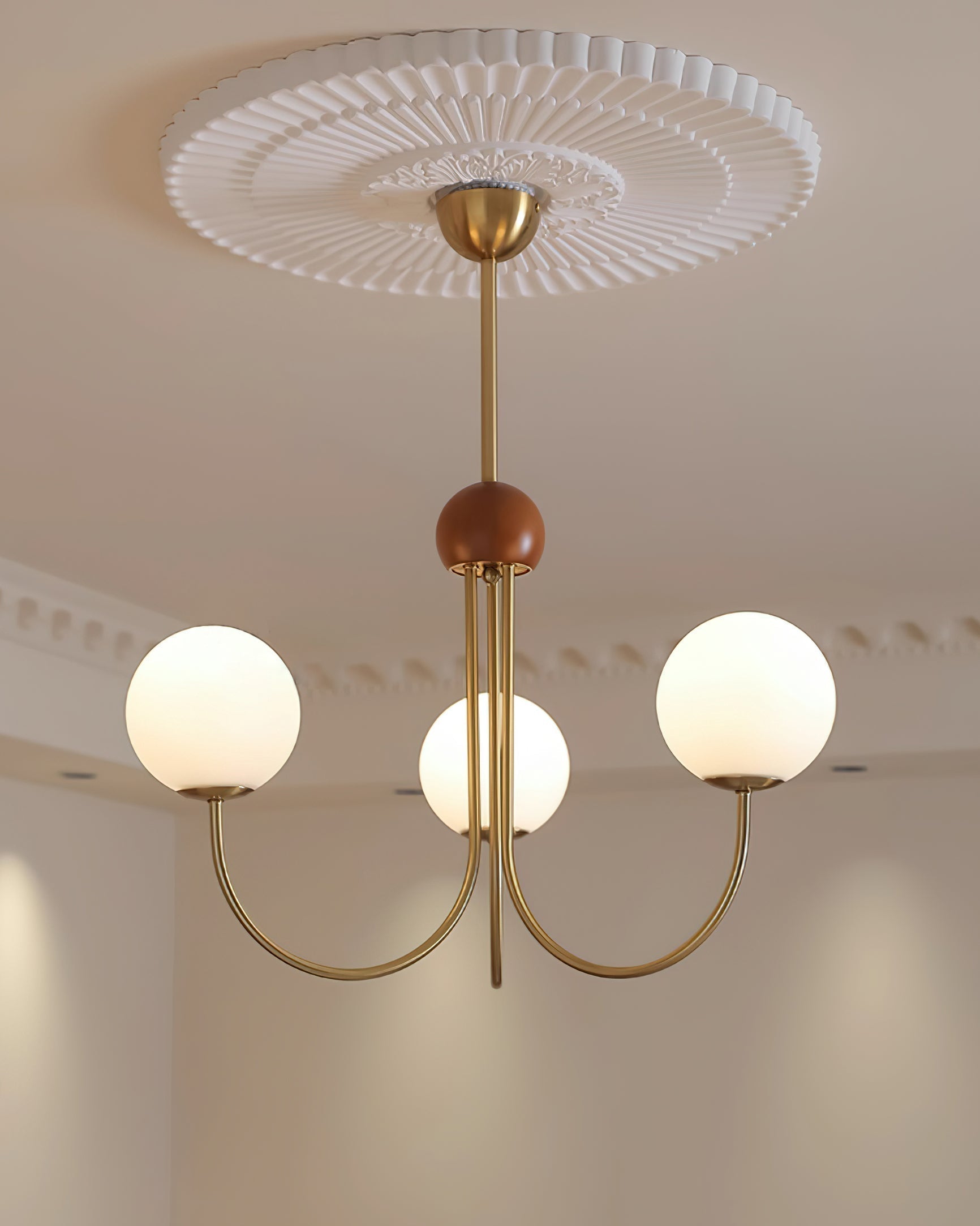 Candil Modern Brass and Globe Glass Chandelier - Lamp Copper