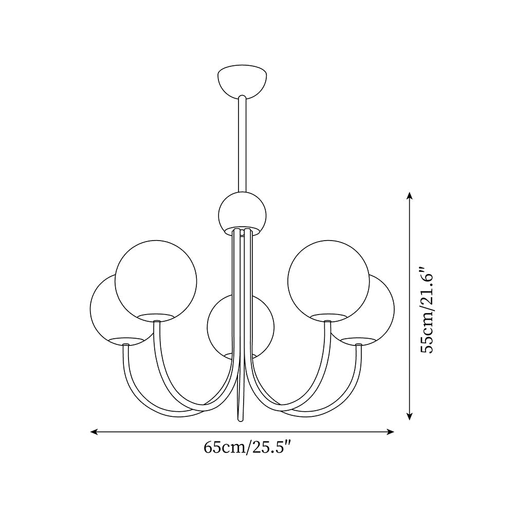 Candil Modern Brass and Globe Glass Chandelier - Lamp Copper