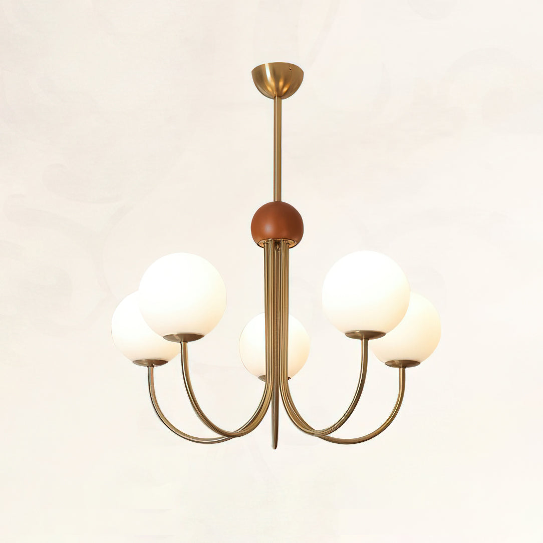 Candil Modern Brass and Globe Glass Chandelier - Lamp Copper