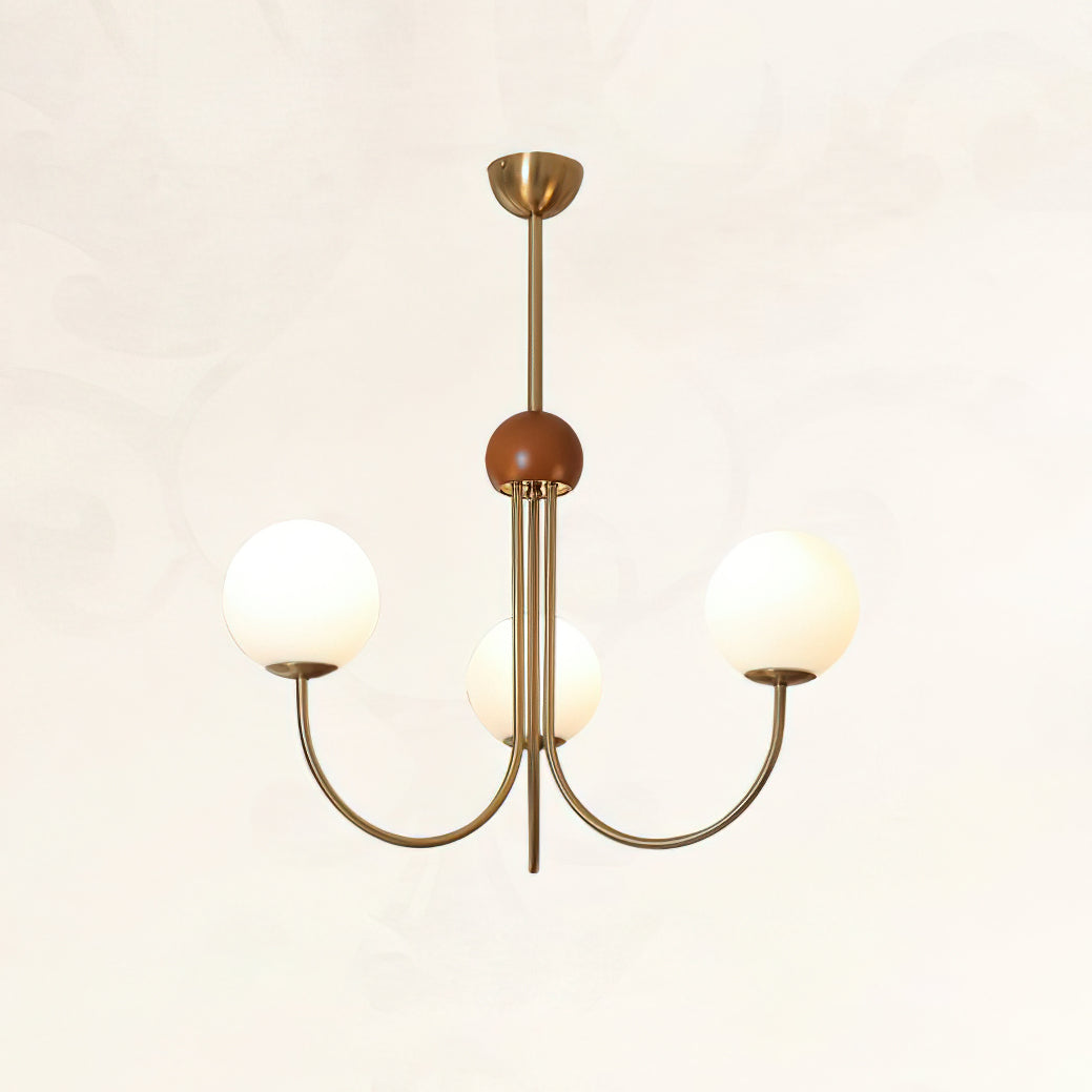 Candil Modern Brass and Globe Glass Chandelier - Lamp Copper