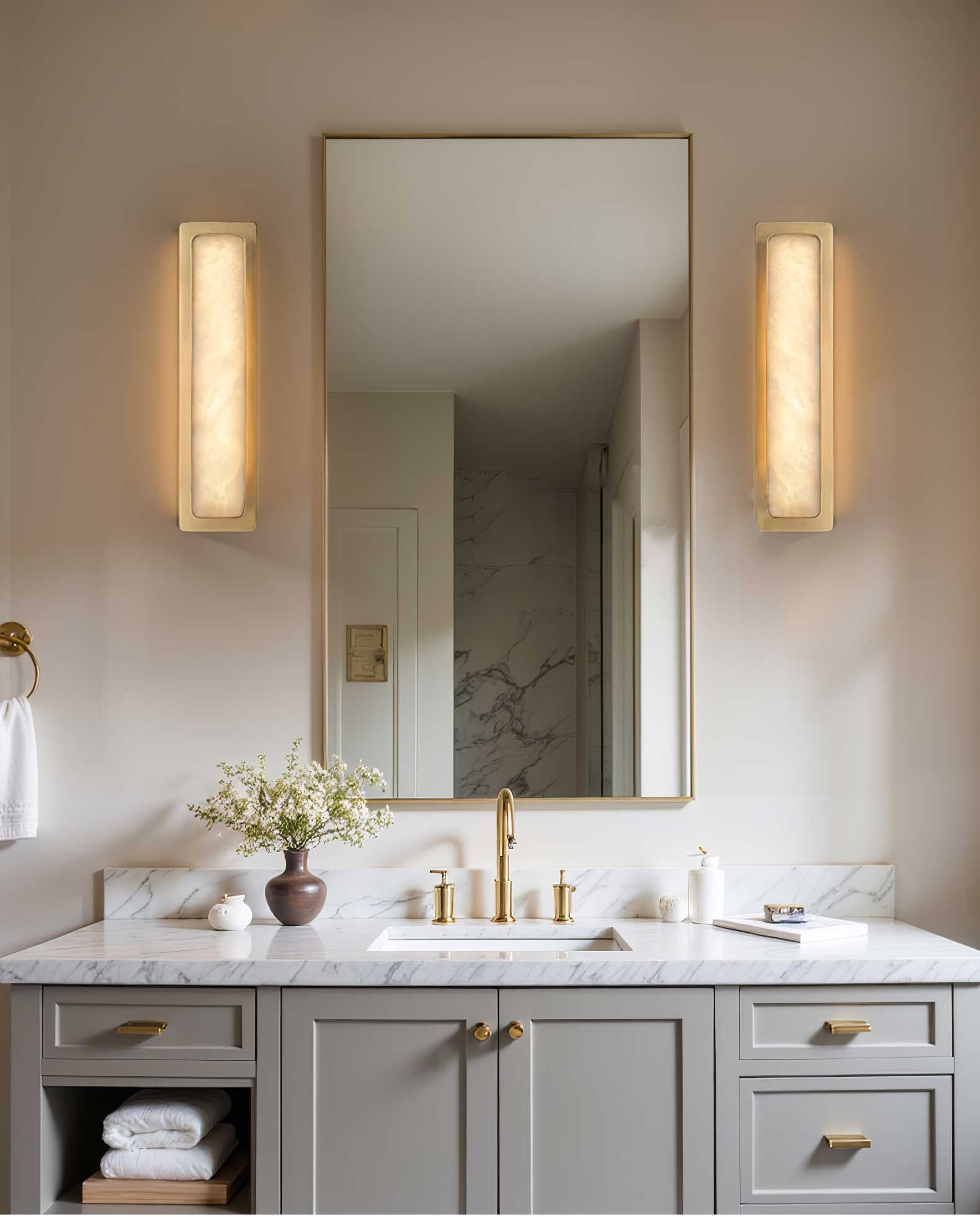 Ollore Linear Alabaster Wall Light - Lamp Copper