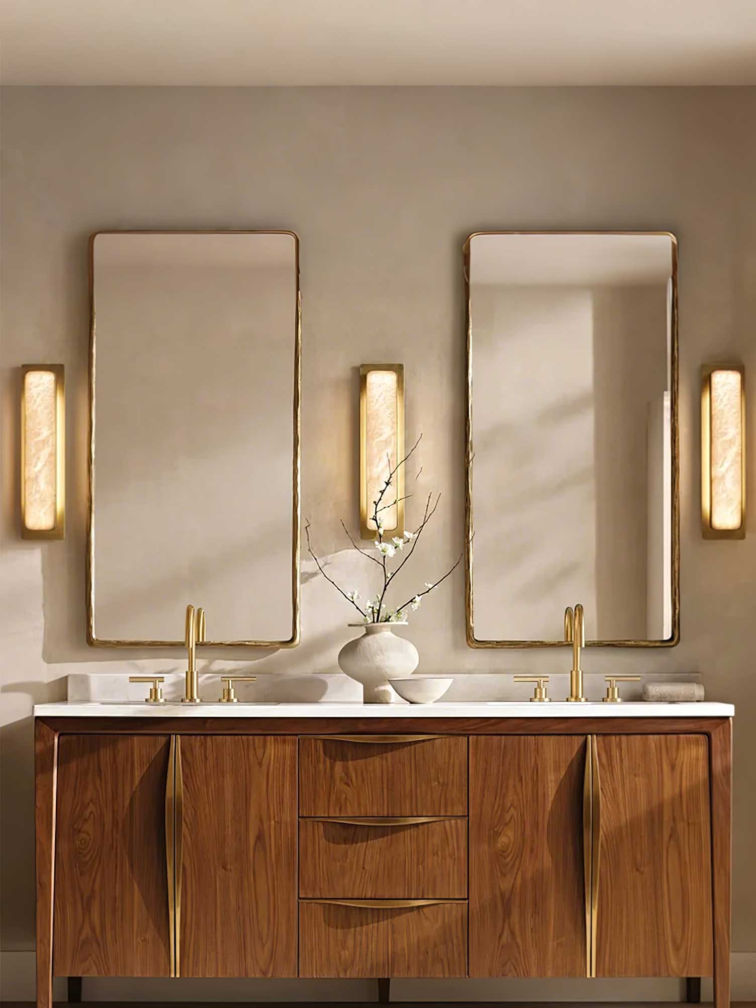 Ollore Linear Alabaster Wall Light - Lamp Copper