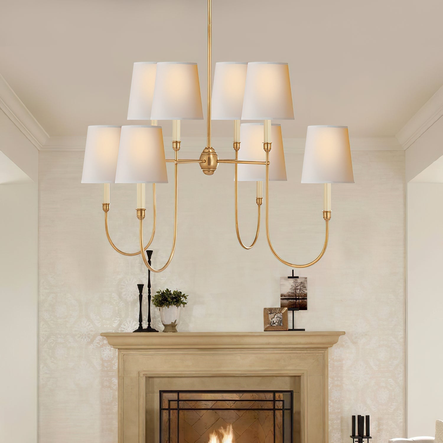 Talia Chandelier Luxury Brass Fabric - Lamp Copper