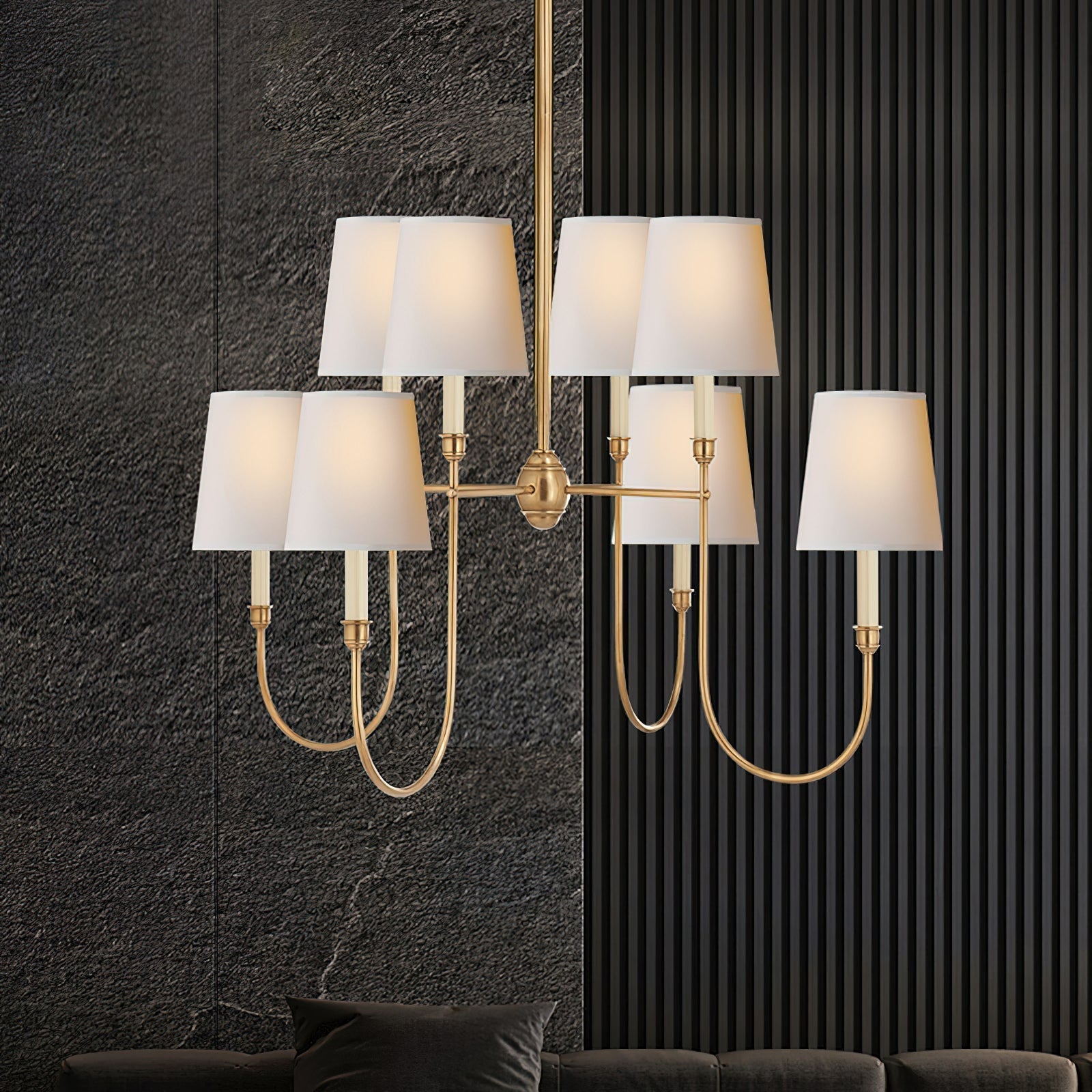 Talia Chandelier Luxury Brass Fabric - Lamp Copper
