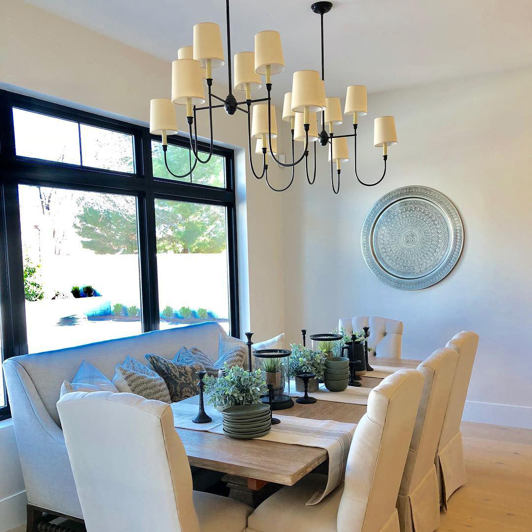 Talia Chandelier Luxury Brass Fabric - Lamp Copper