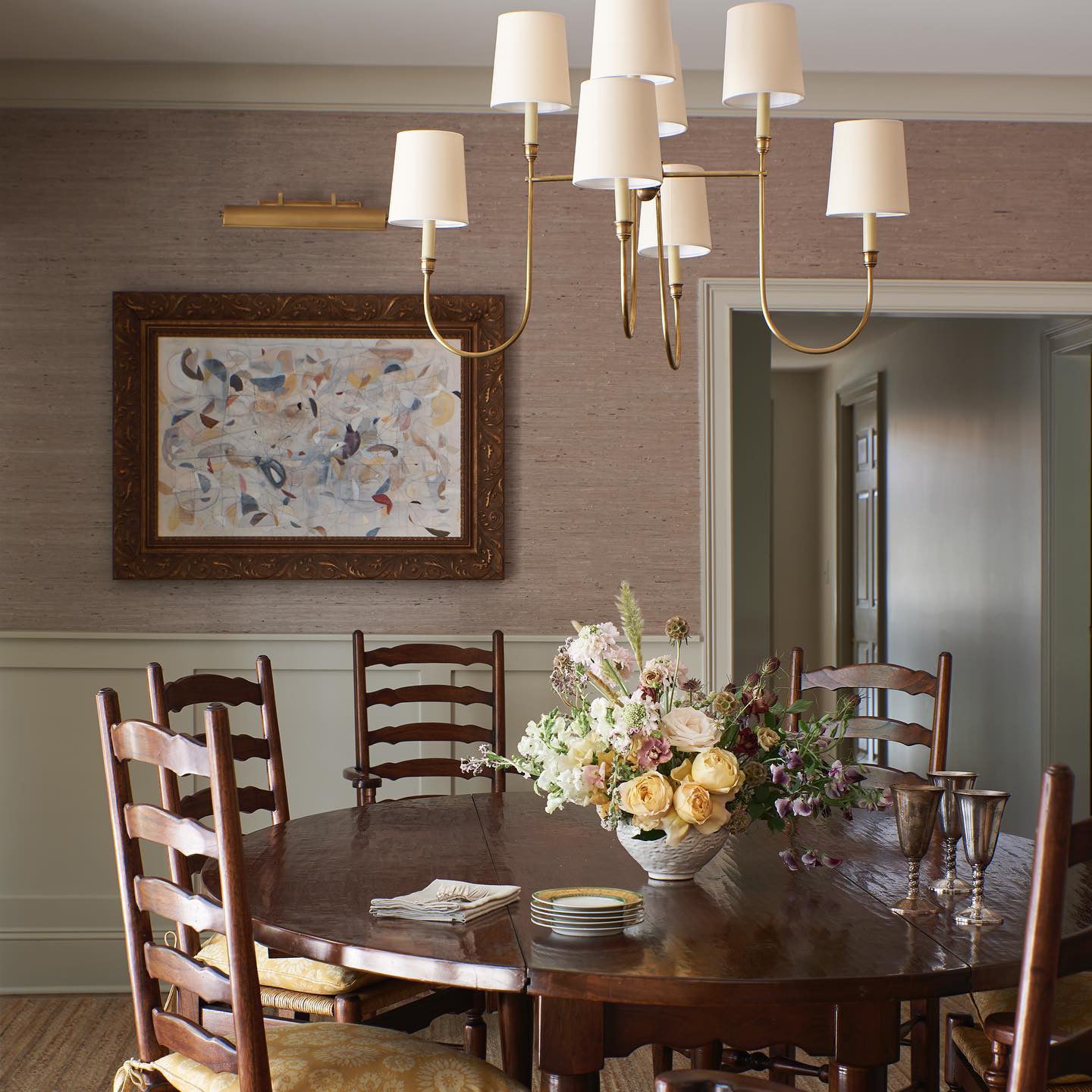 Talia Chandelier Luxury Brass Fabric - Lamp Copper
