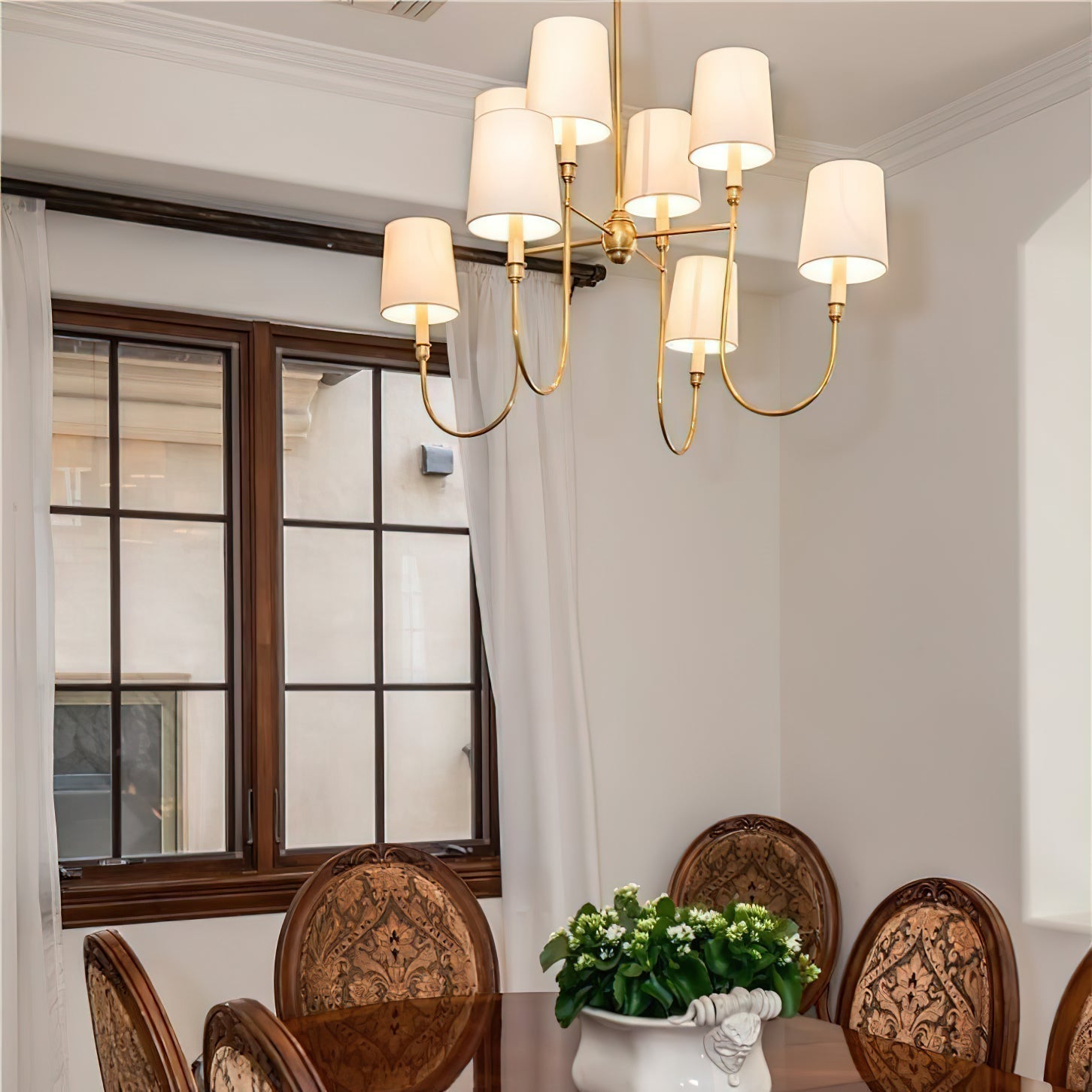 Talia Chandelier Luxury Brass Fabric - Lamp Copper
