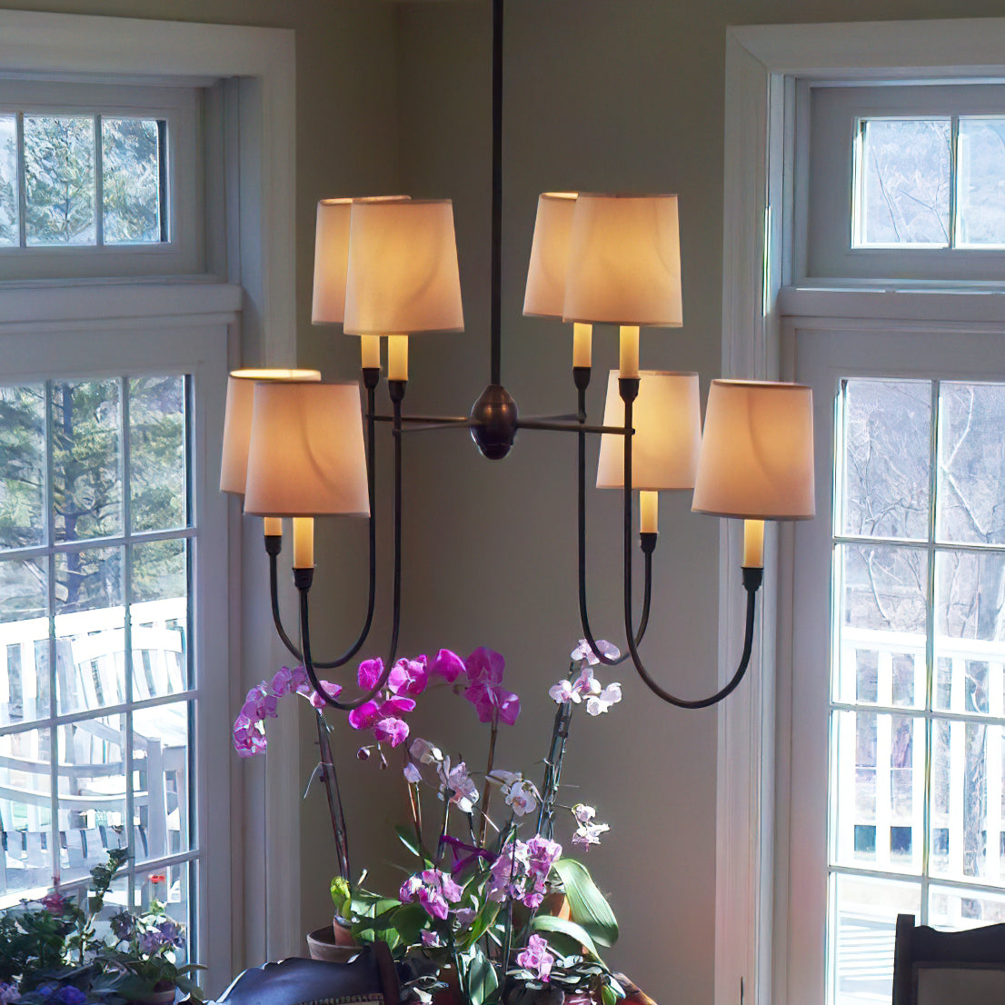Talia Chandelier Luxury Brass Fabric - Lamp Copper