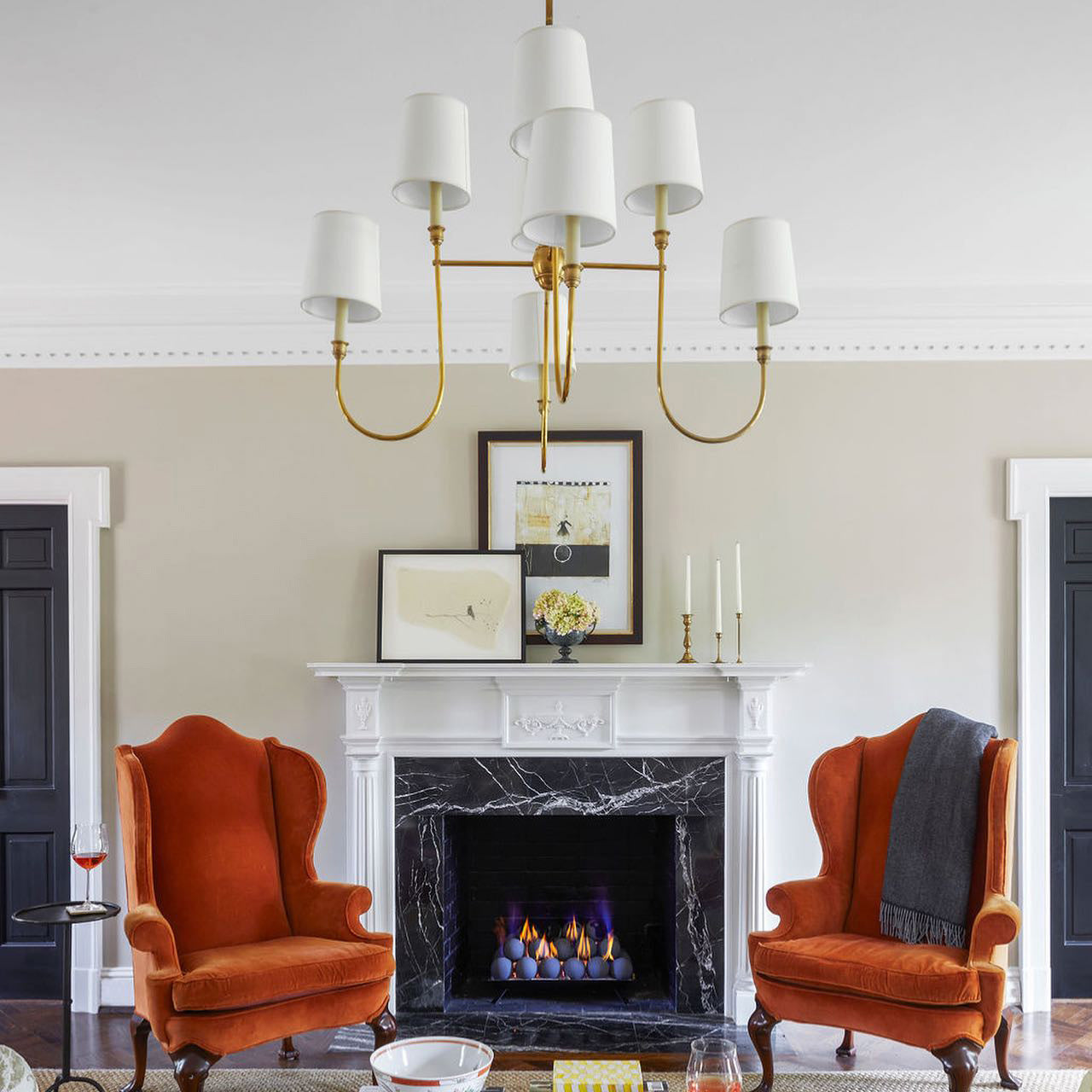 Talia Chandelier Luxury Brass Fabric - Lamp Copper