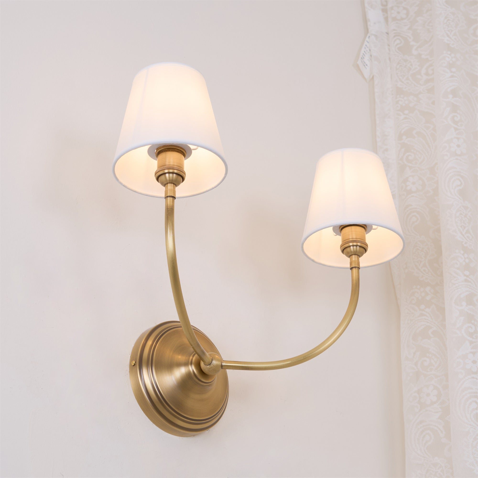 Victor Wall Lamp Black Bronze Fabric - Lamp Copper