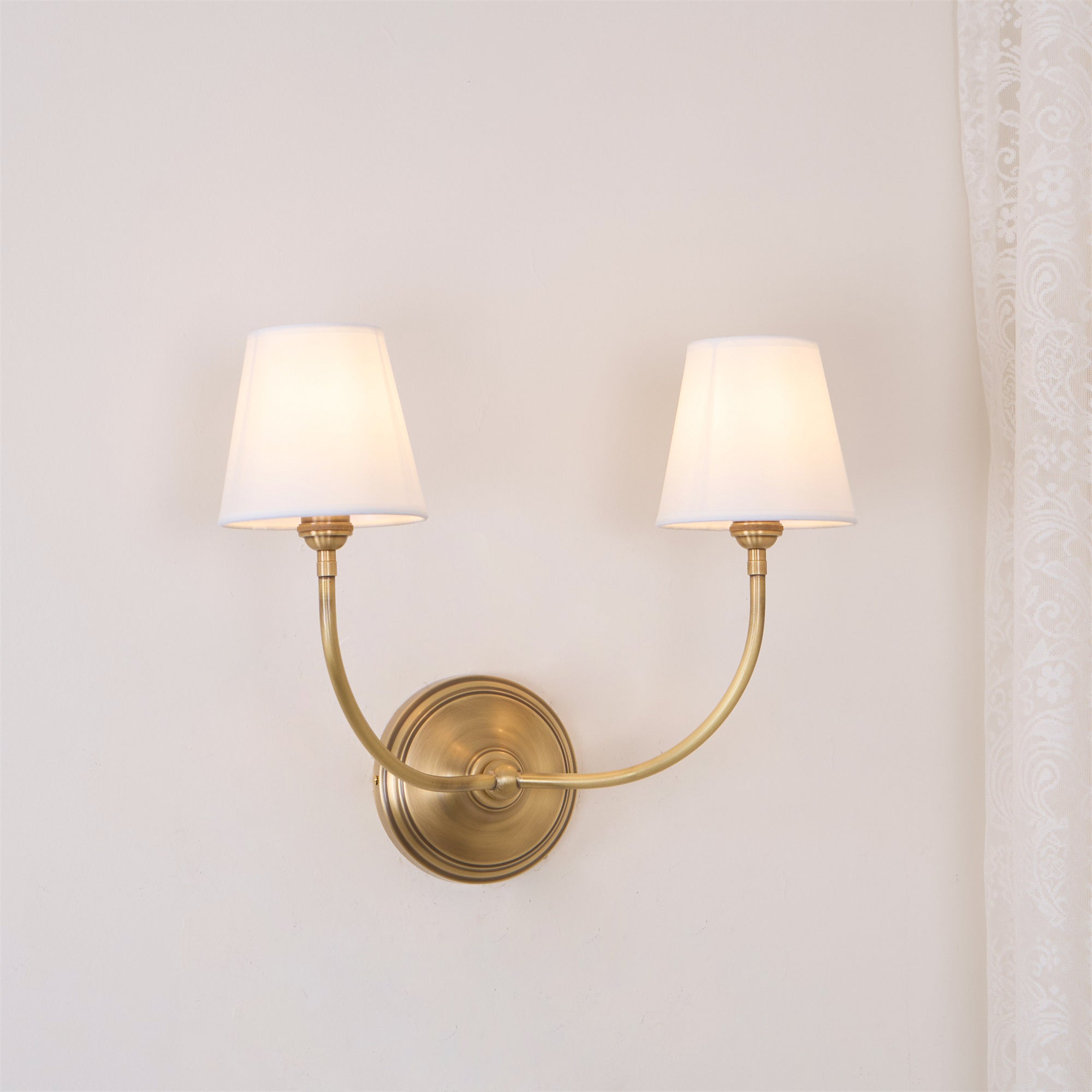 Victor Wall Lamp Black Bronze Fabric - Lamp Copper