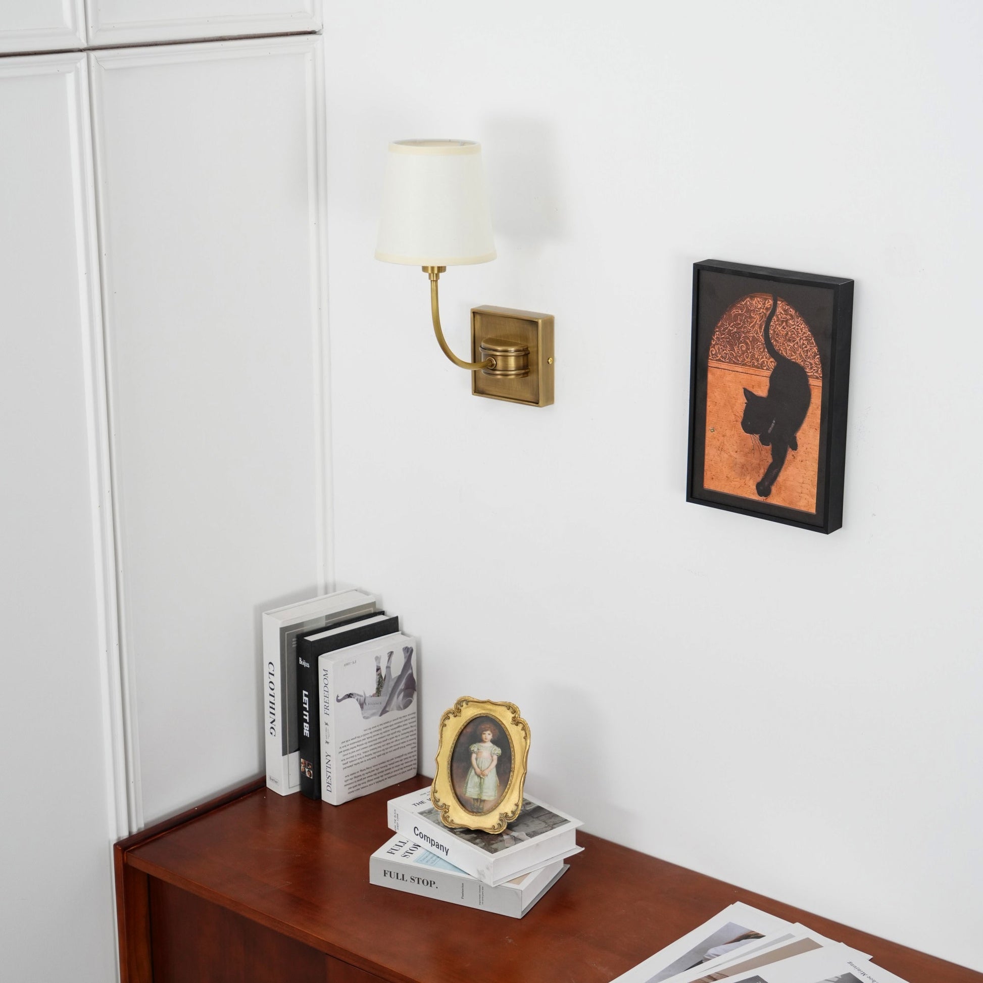 Victor Wall Lamp Black Bronze Fabric - Lamp Copper