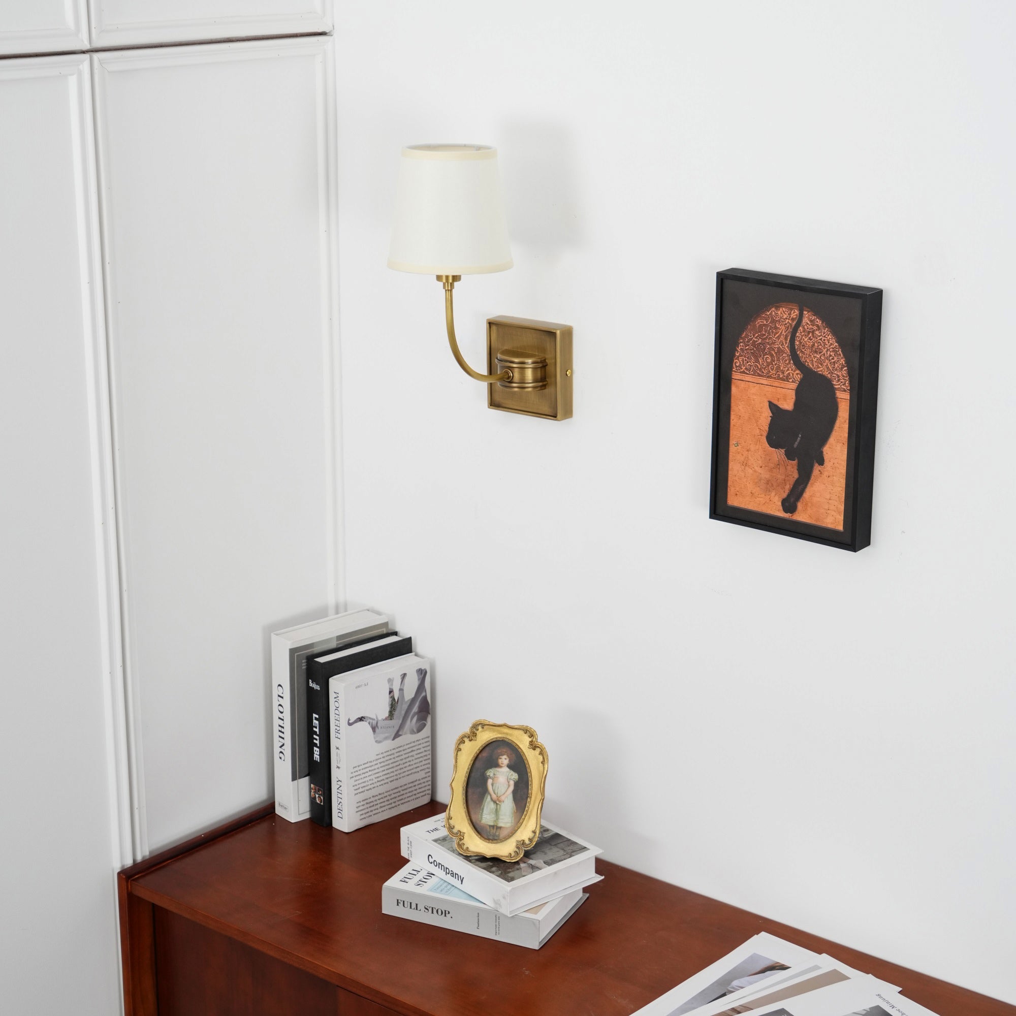 Victor Wall Lamp Black Bronze Fabric - Lamp Copper