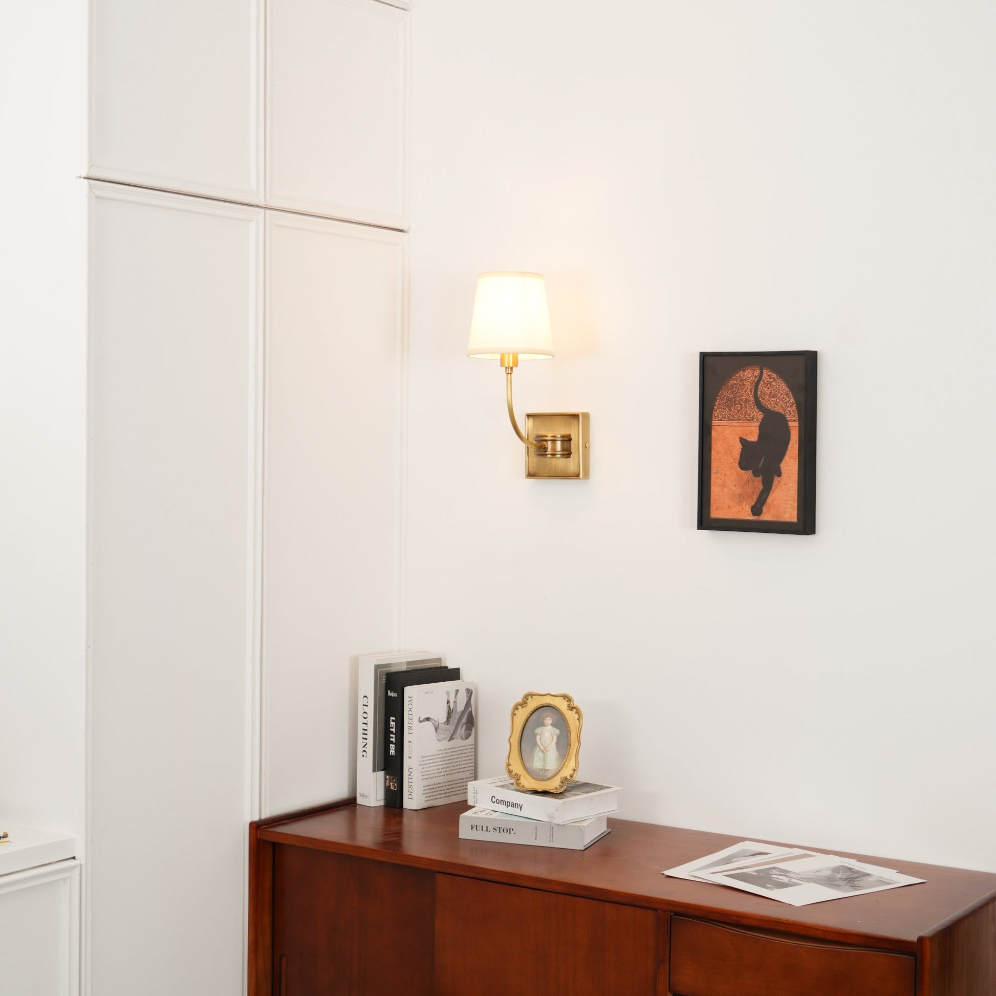 Victor Wall Lamp Black Bronze Fabric - Lamp Copper