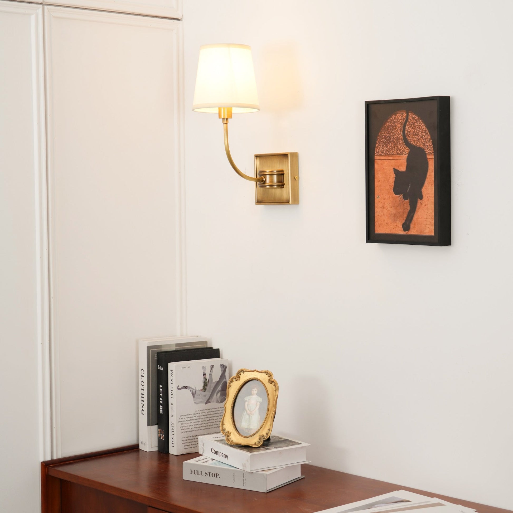 Victor Wall Lamp Black Bronze Fabric - Lamp Copper